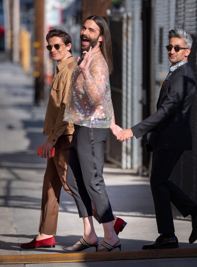 Antoni Porowski, Jonathan Van Ness and Tan France at jimmy kimmel live