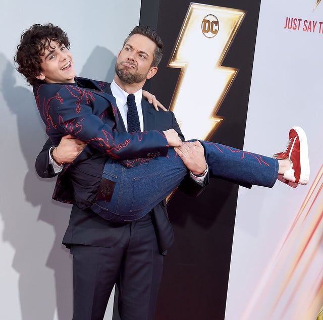 Jack Dylan Grazer and Zachary Levi at shazam premiere