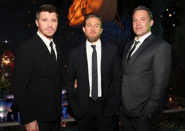 Garrett Hedlund, Charlie Hunnam, and Ben Affleck at triple frontier premiere