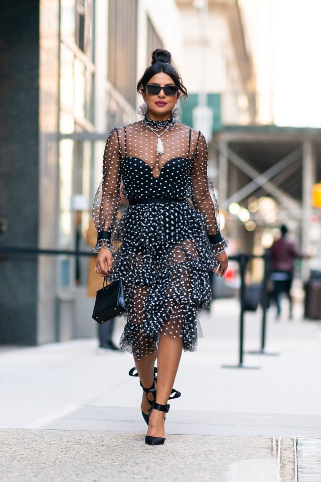 Priyanka Chopra in sheer dress in NYC