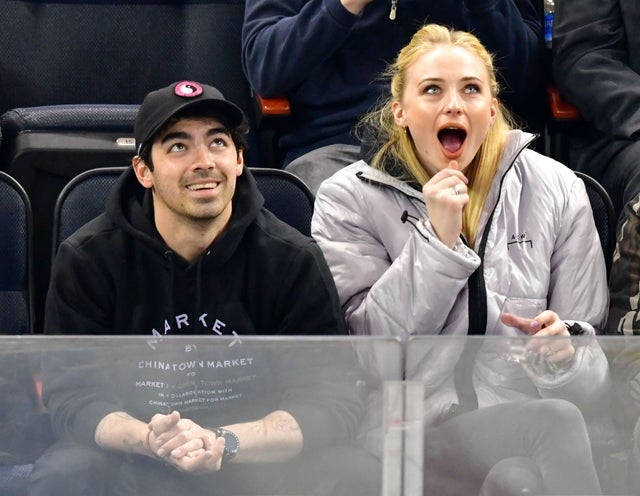 Joe Jonas and Sophie Turner at rangers game