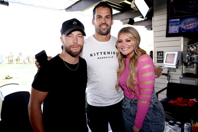 Chris Lane, Eric Decker and Lauren Alaina