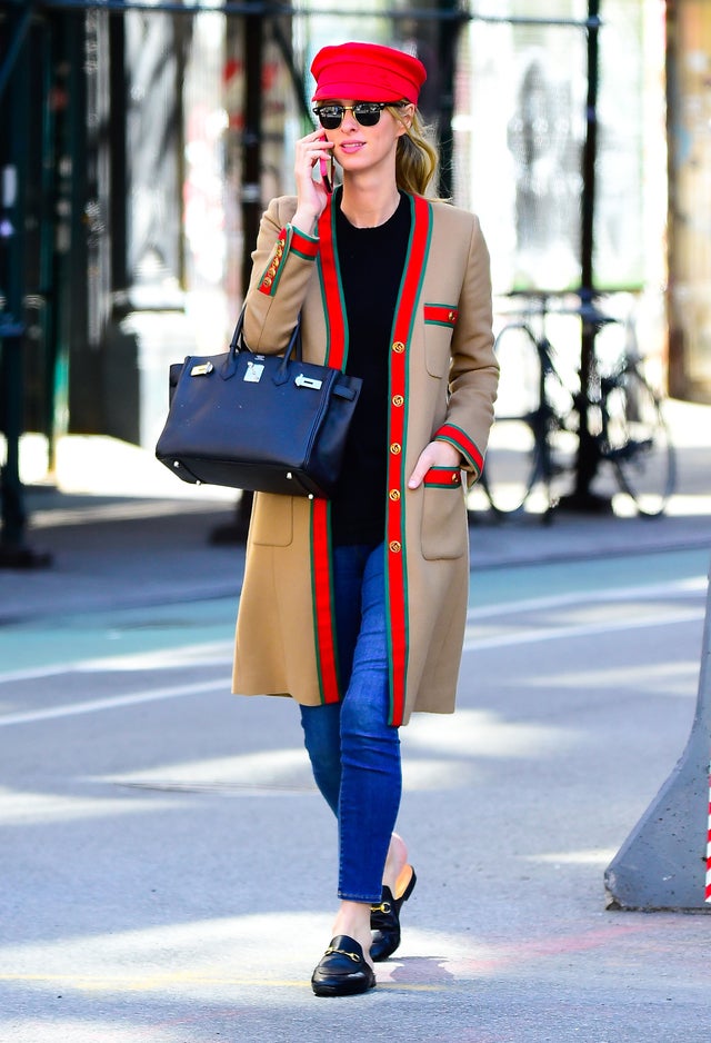 Nicky Hilton Rothschild on phone in nyc