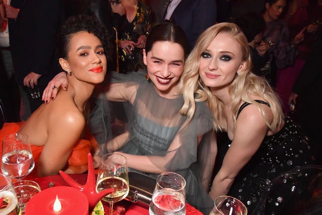 Nathalie Emmanuel, Emilia Clarke and Sophie Turner at GoT s8 premiere