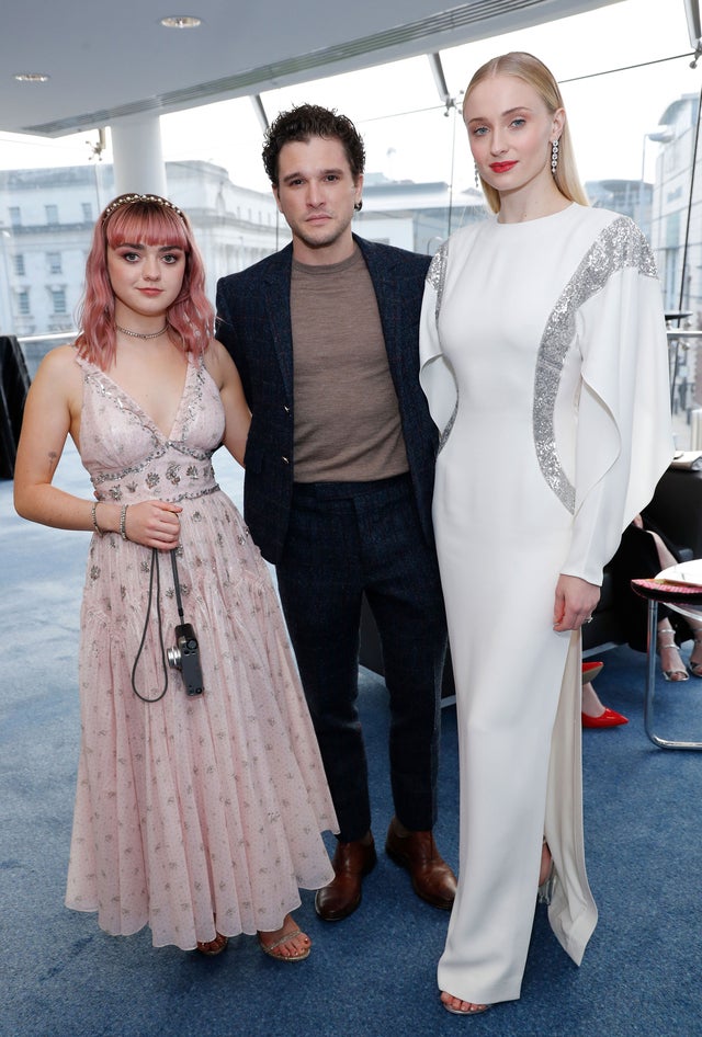 Maisie Williams, Kit Harington and Sophie Turner at Belfast premiere of GoT