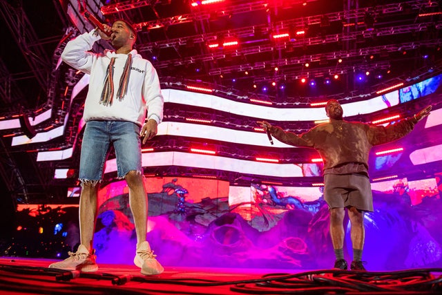 Kid Cudi and Kanye West at coachella weekend 2