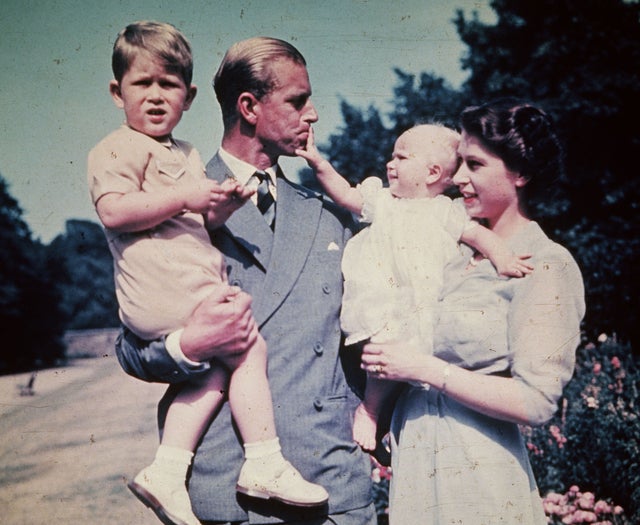 Princess Elizabeth with her husband Prince Philip Duke of Edinburgh and their children Prince Charles and Princess Anne in 1951