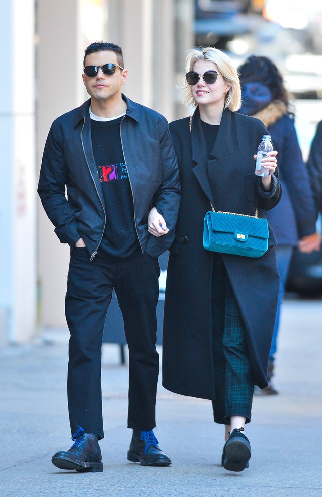 Rami Malek and Lucy Boynton in nyc