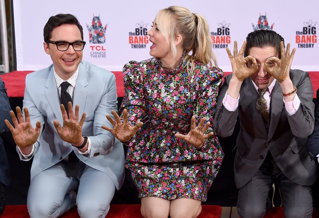 Jim Parsons, Kaley Cuoco and Simon Helberg at handprint ceremony