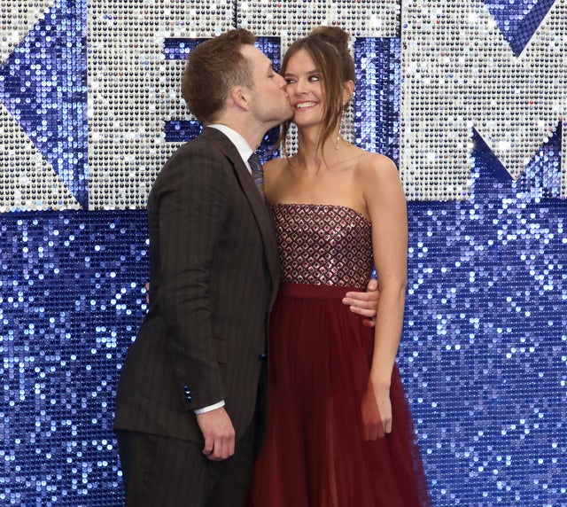 Taron Egerton and Emily Thomas at Rocketman premiere