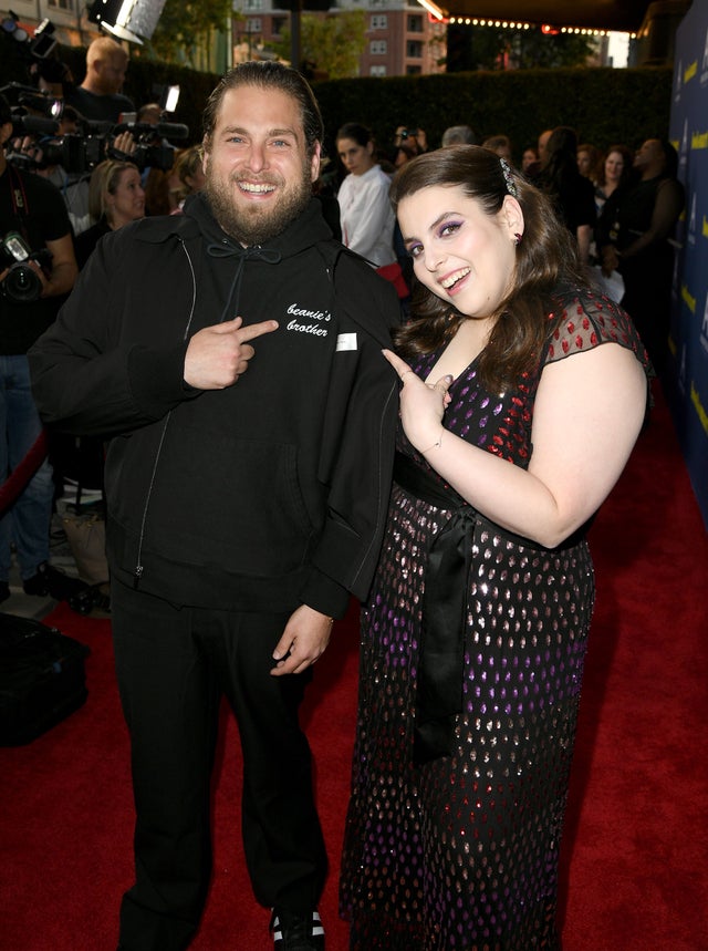 Jonah Hill and Beanie Feldstein at booksmart premiere