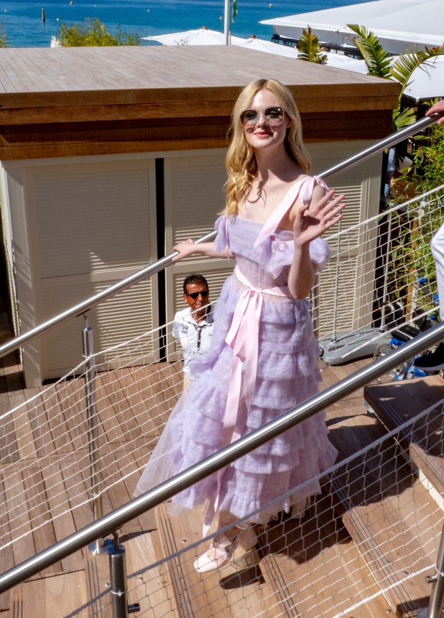 Elle Fanning at cannes in pastel dress on may 14