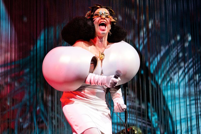 Bjork performs onstage during her "Cornucopia" concert series at The Shed on May 22