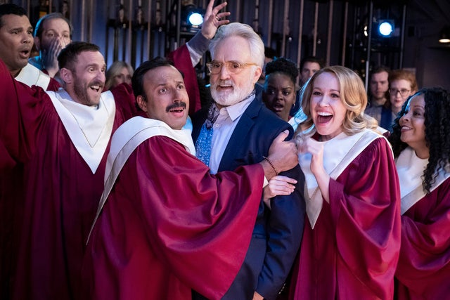 PERFECT HARMONY -- "Pilot" -- Pictured: (l-r) Geno Segers as Shep Rollins, Rizwan Manji as Reverend Jax, Bradley Whitford as Arthur Cochran, Anna Camp as Ginny, Tymberlee Hill as Adams Adams