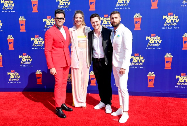 Dan Levy, Annie Murphy, Noah Reid and Dustin Milligan 