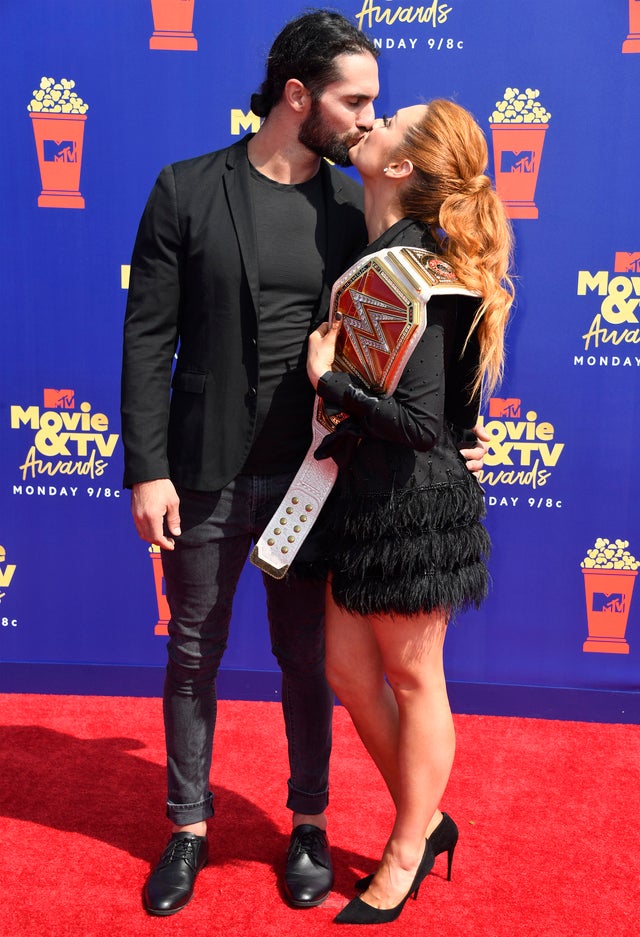 Seth Rollins and Becky Lynch at 2019 MTV Movie and TV Awards