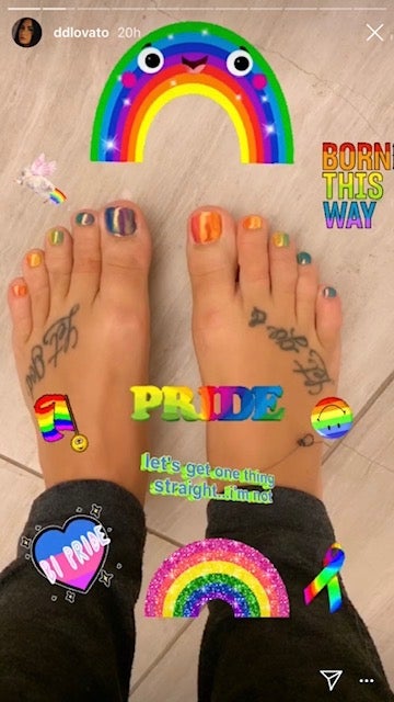 Demi Lovato's rainbow pride toes