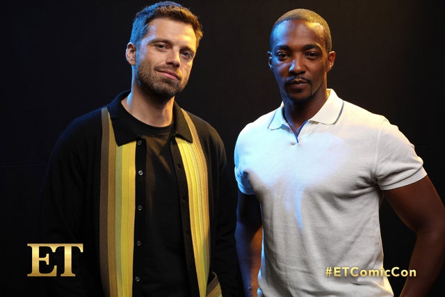 Sebastian Stan and Anthony Mackie at et booth at comic-con