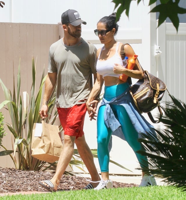 Nikki Bella and Artem Chigvintsev pickup up lunch from Sweet Butter Kitchen in Sherman Oaks