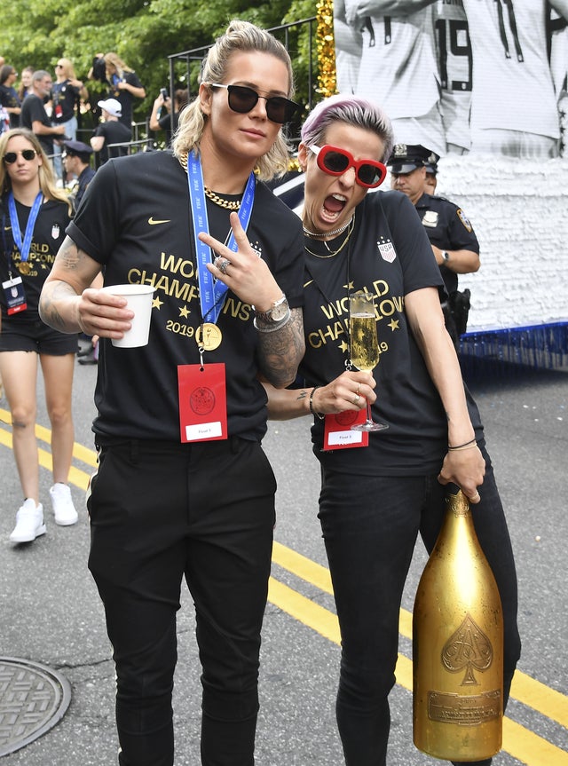 Ashlyn Harris and Megan Rapinoe at parade