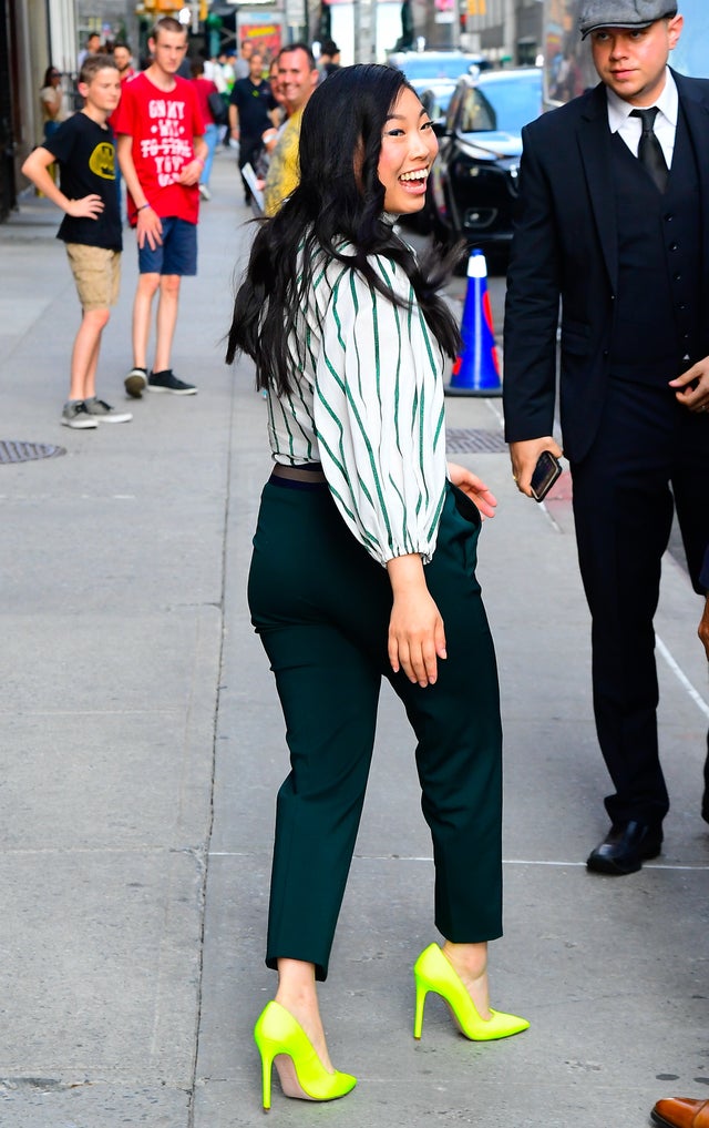 Awkwafina outside The Late Show With Stephen Colbert studio