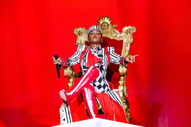 Janelle Monae on stage at Castlefield Bowl