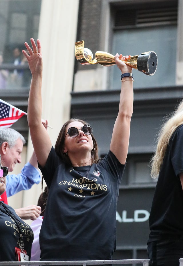 Alex Morgan celebrates during the U.S. Women's National Soccer Team Victory Parade 