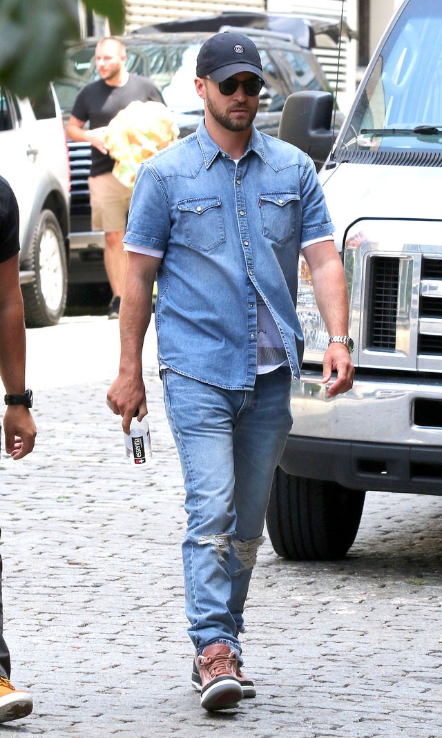 Justin timberlake in all denim in nyc