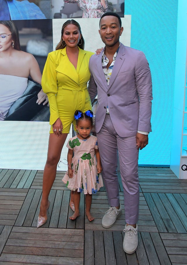 Chrissy Teigen, Luna, and John Legend attend the Quay x Chrissy Teigen launch event 