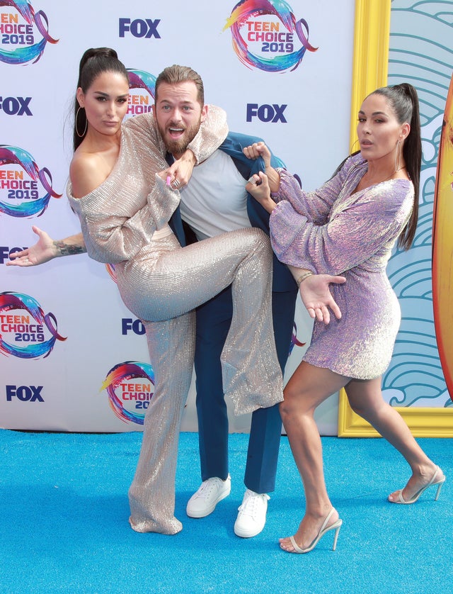  Nikki Bella, Artem Chigvintsev, and Brie Bella at 2019 teen choice awards