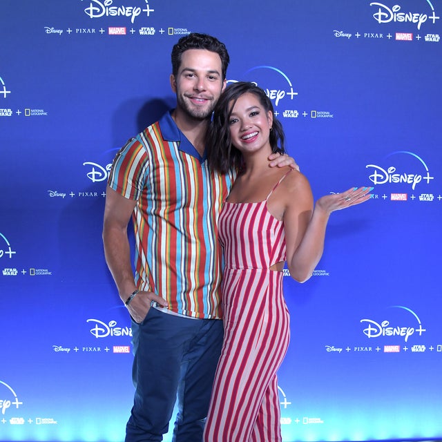 Skylar Astin and Peyton Elizabeth Lee at d23