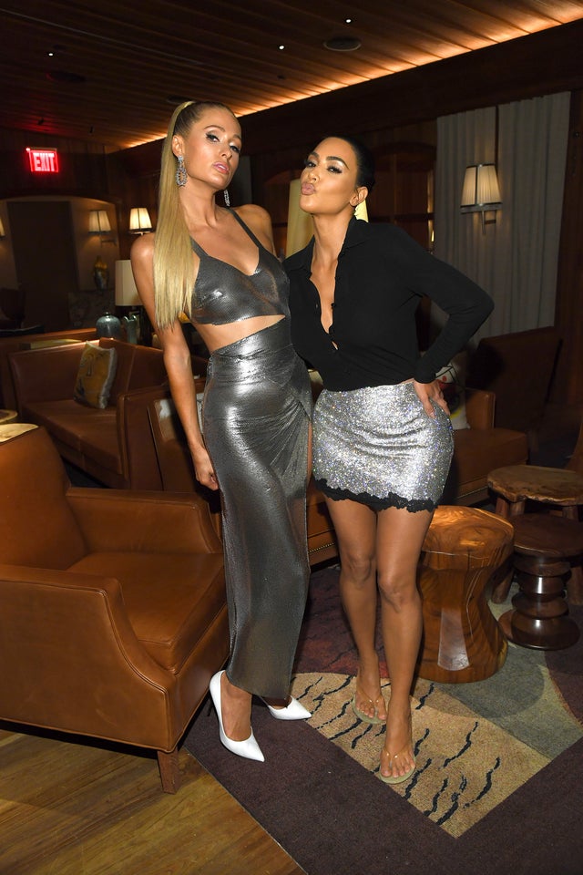 Paris Hilton and Kim Kardashian West at kkw beauty event