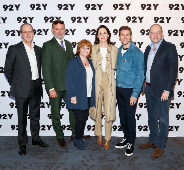 Kevin Doyle, Hugh Bonneville, Lesley Nicol, Michelle Dockery, Allen Leech and Gareth Neame at 92y