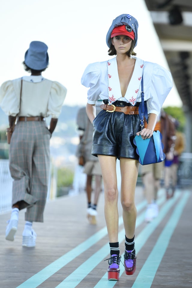 kaia gerber on miu miu runway