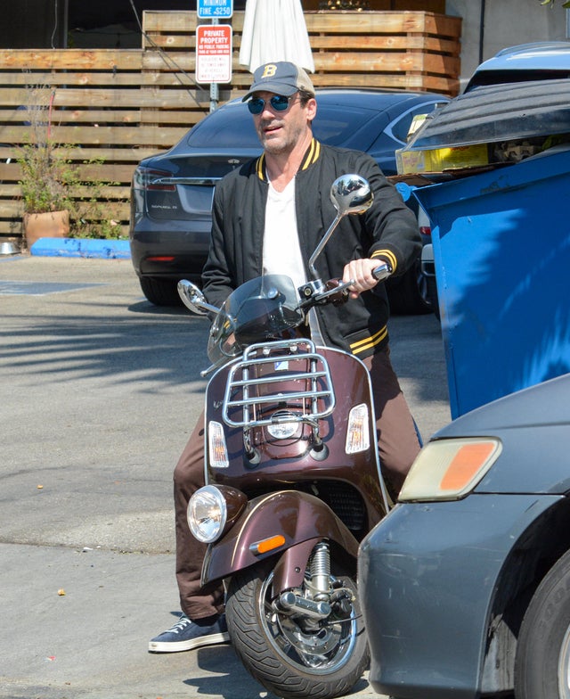 Jon Hamm on motorbike