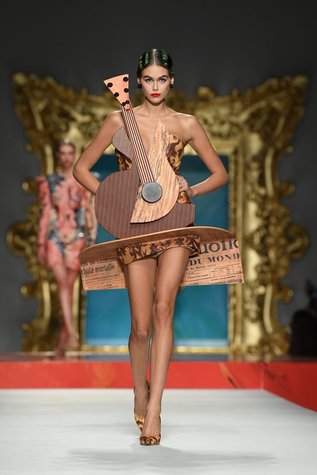 kaia gerber on moschino runway