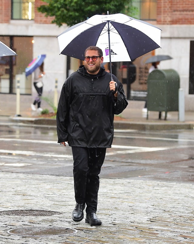 jonah hill in rain on labor day