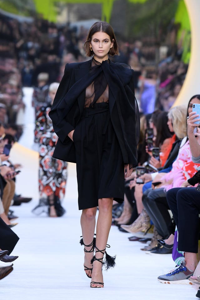 kaia gerber on valentino runway