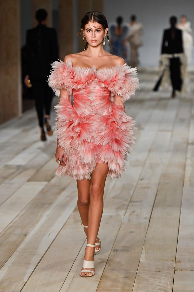 kaia gerber on Alexander McQueen runway during PFW