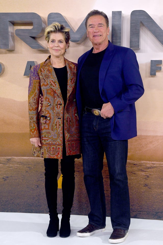 Linda Hamilton and Arnold Schwarzenegger