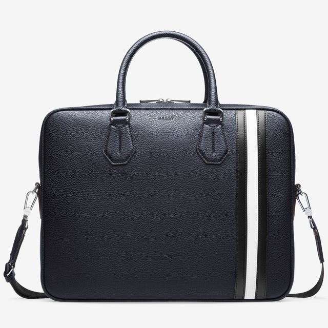 STAZ Men’s Grained Leather Business Bag in Ink