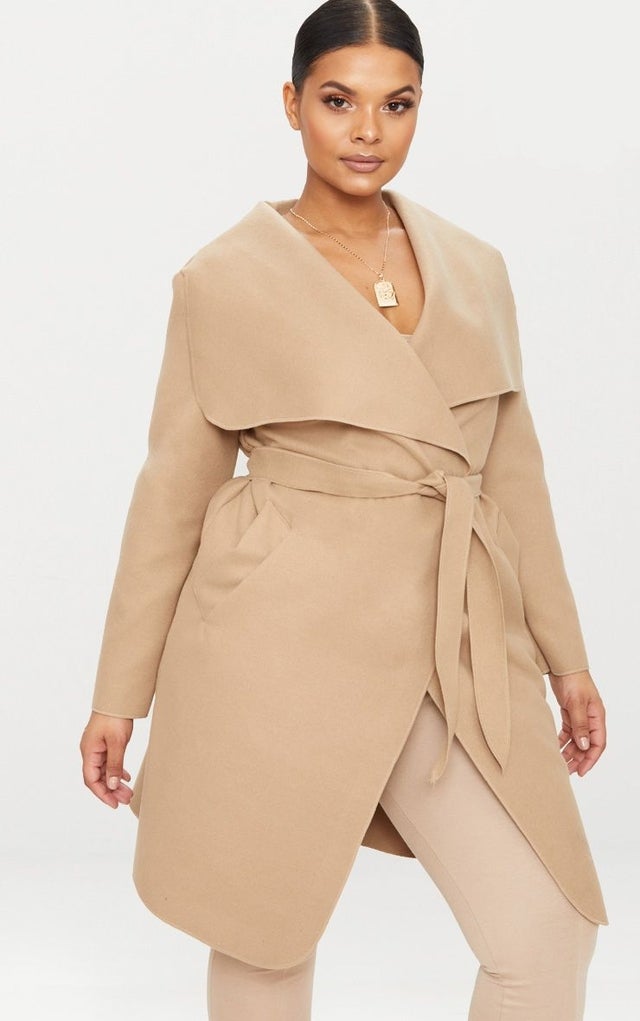 Plus Camel Waterfall Coat