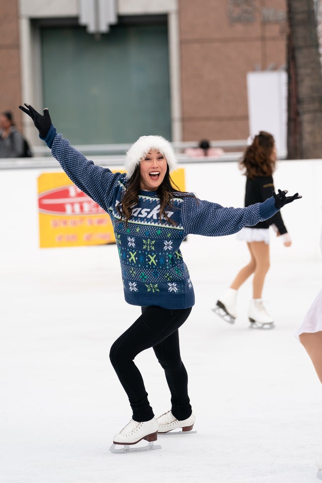 Kristi Yamaguchi in ugly xmas sweater