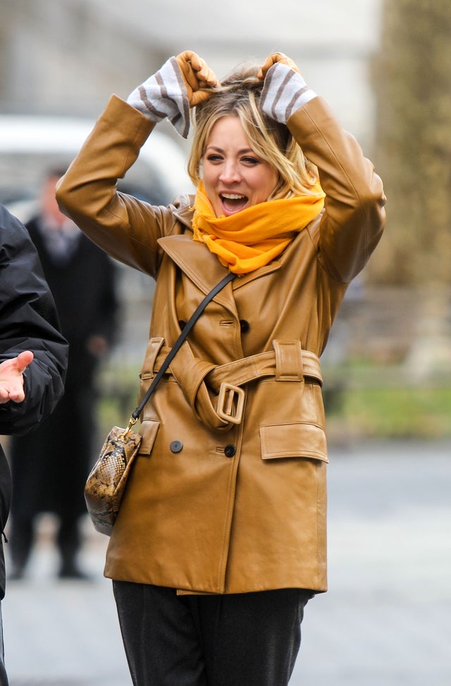 Kaley Cuoco on The Flight Attendant set