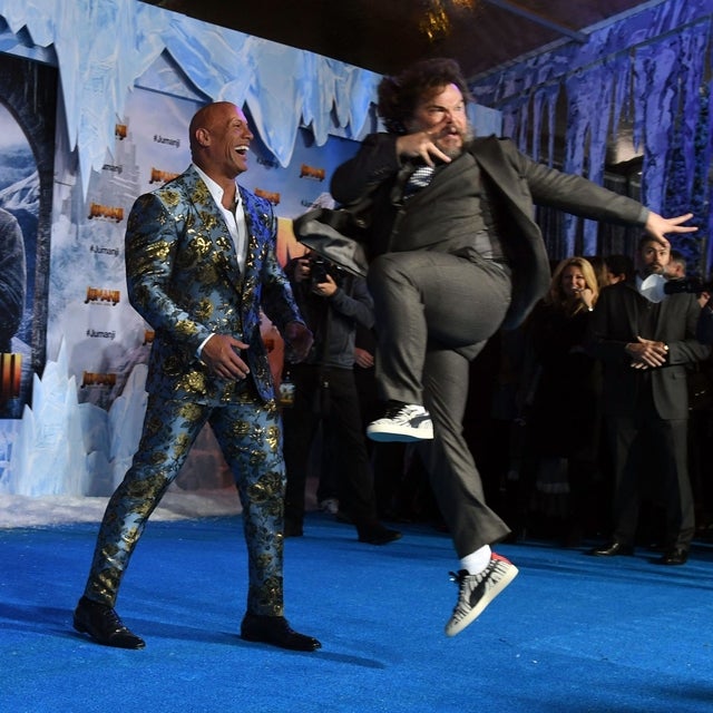 Dwayne Johnson and Jack Black at Jumanji: The Next Level premiere in LA