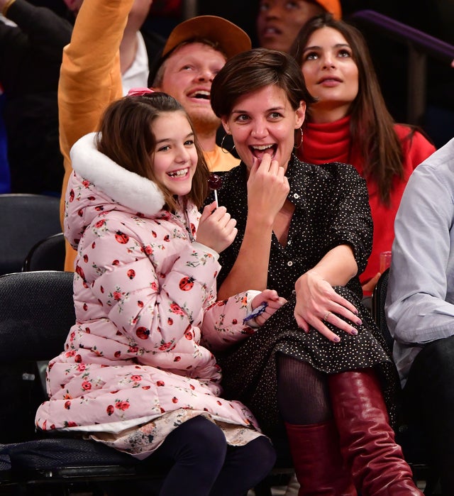 Suri Cruise and Katie Holmes at 2017 nba game