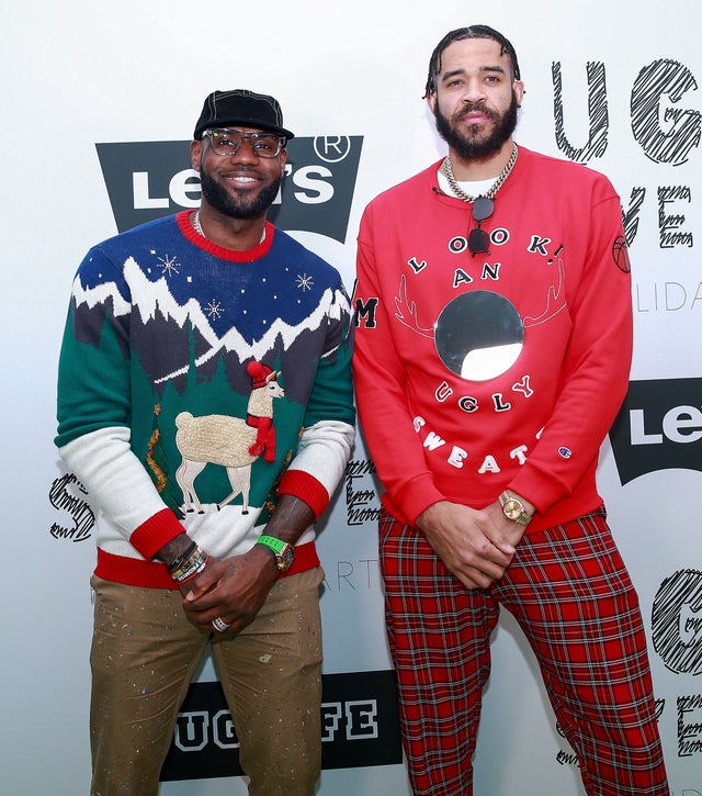 Lebron James and JaVale McGee - ugly xmas sweater