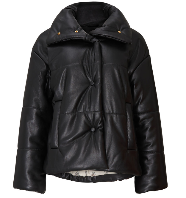 Faux Leather Puffer Jacket