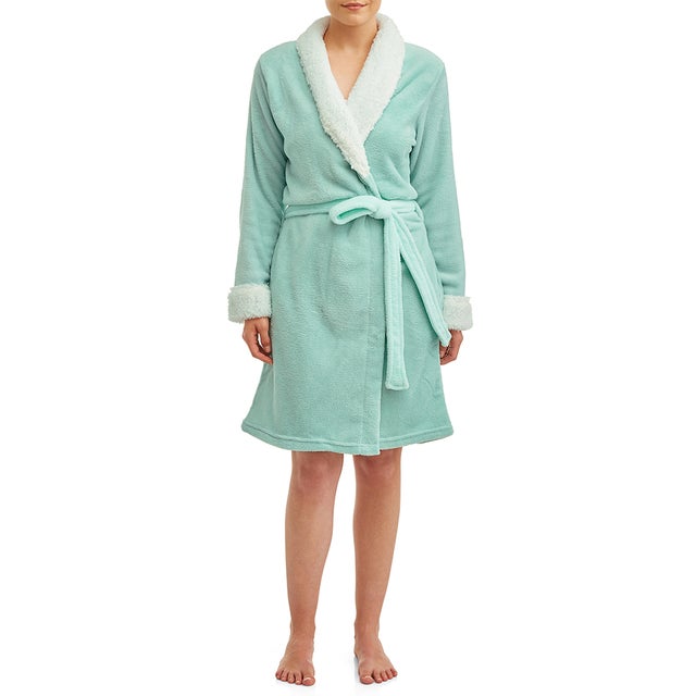 Plush Body Robe with Sherpa Trim Collar