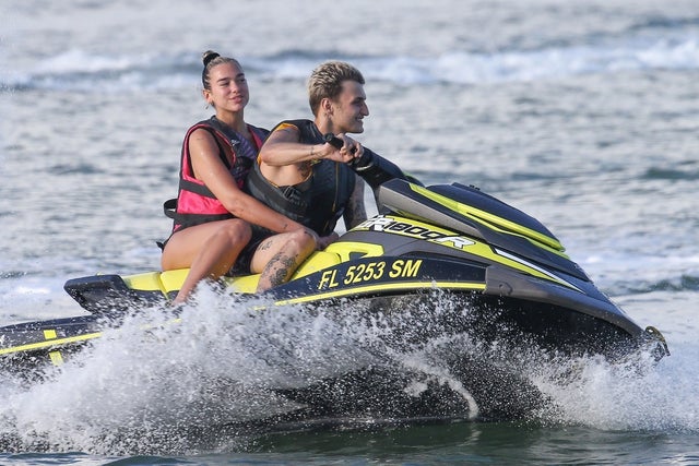 dua lipa and anwar hadid jet ski in miami